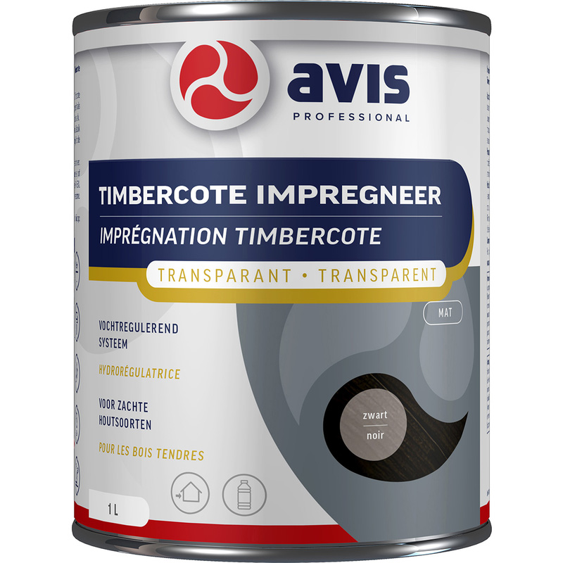 Avis Timbercote Impregneer Transparant 1L zwart