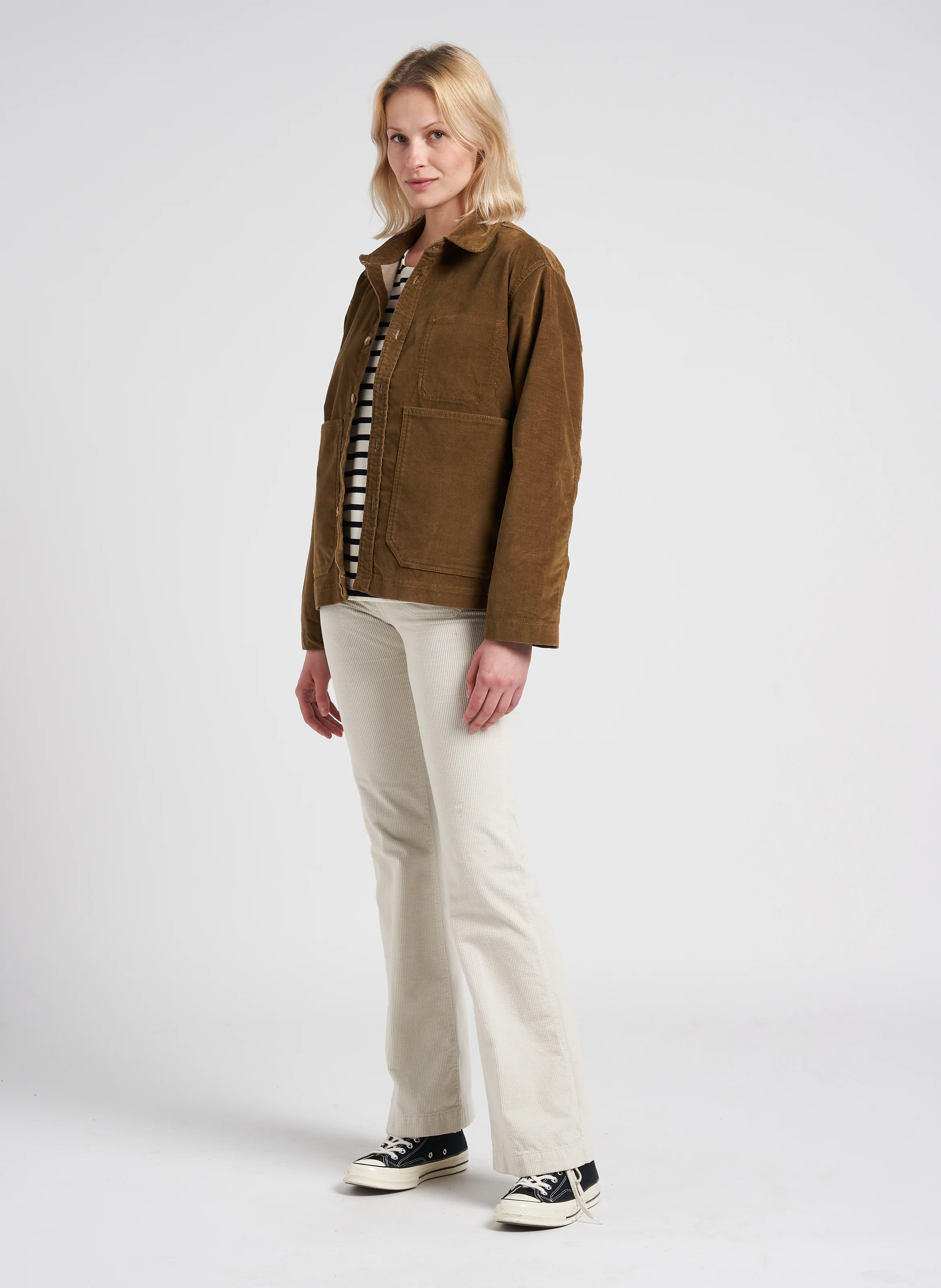 Pantalon patte d'eph en coton mélangé | Blanc