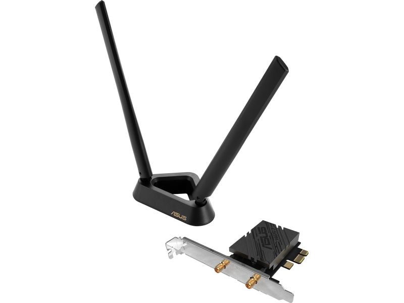 ASUS PCE-BE92BT WiFi 7 PCI-E Adapter mit 2 externe Antennen und magnetisierter Sockel
