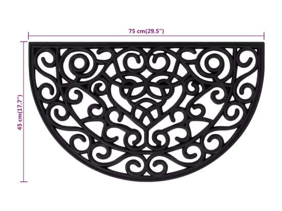 Tapis de porte demi-rond 45x75 cm caoutchouc