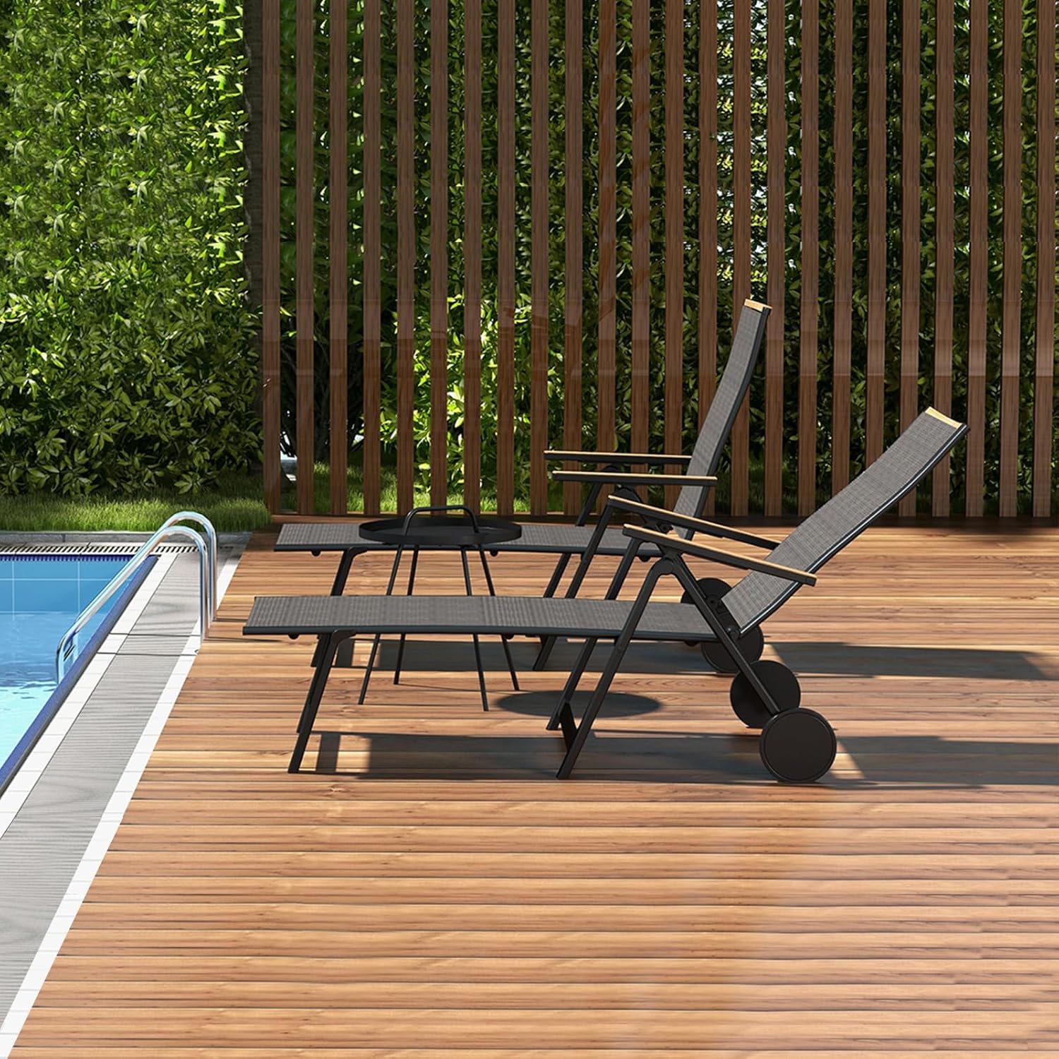 Grand patio Liegen Sonnenliegel Klappbar, Aluminium Gartenliege mit 6-Fach Verstellbare, Mesh Gewebe, Wetterfest, Relaxsessel für Balkon, Terrasse (Schwarz)