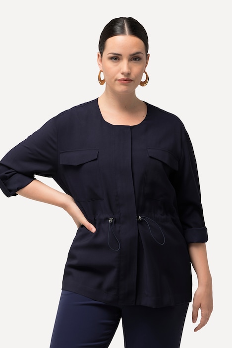 Jacke, Tunnelzug, Rundhals, 3/4-Arm