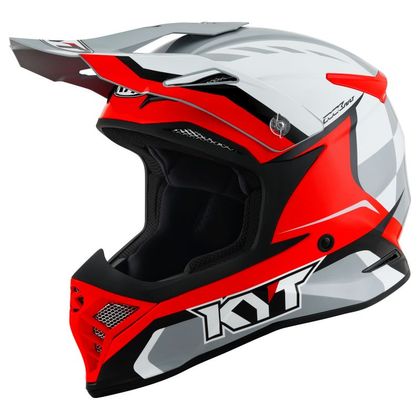 Casque cross KYT SKYHAWK - GLOWING - WHITE/RED 2023 - Blanc