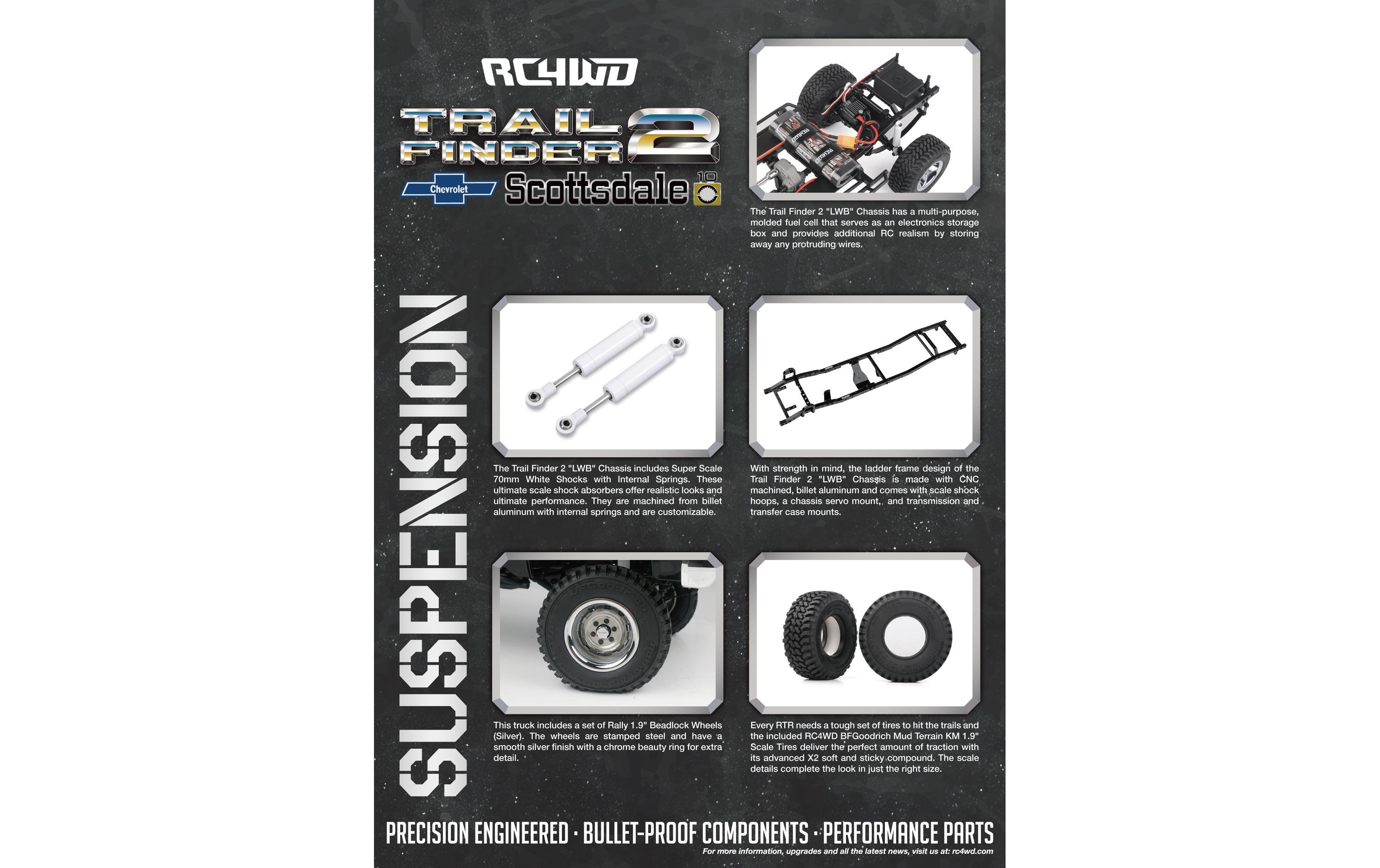Scale Crawler Trail Finder 2 LWB Chevy K10 Schwarz RTR, 1:10<br>Scale Chevrolet K10 Scottsdale Pick-up Off-Road Modell