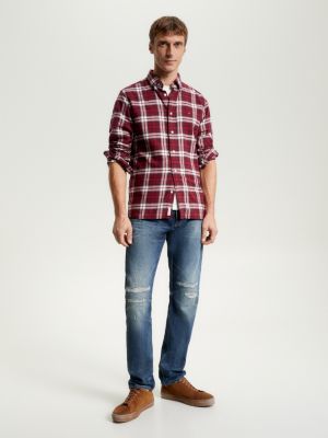 Camisa Tommy Tartan Escovada de Corte Regular