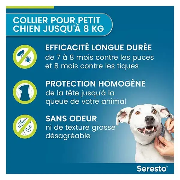 Seresto Petit Chien Collier Anti-Puces et Anti-Tiques -8kg 1 unité