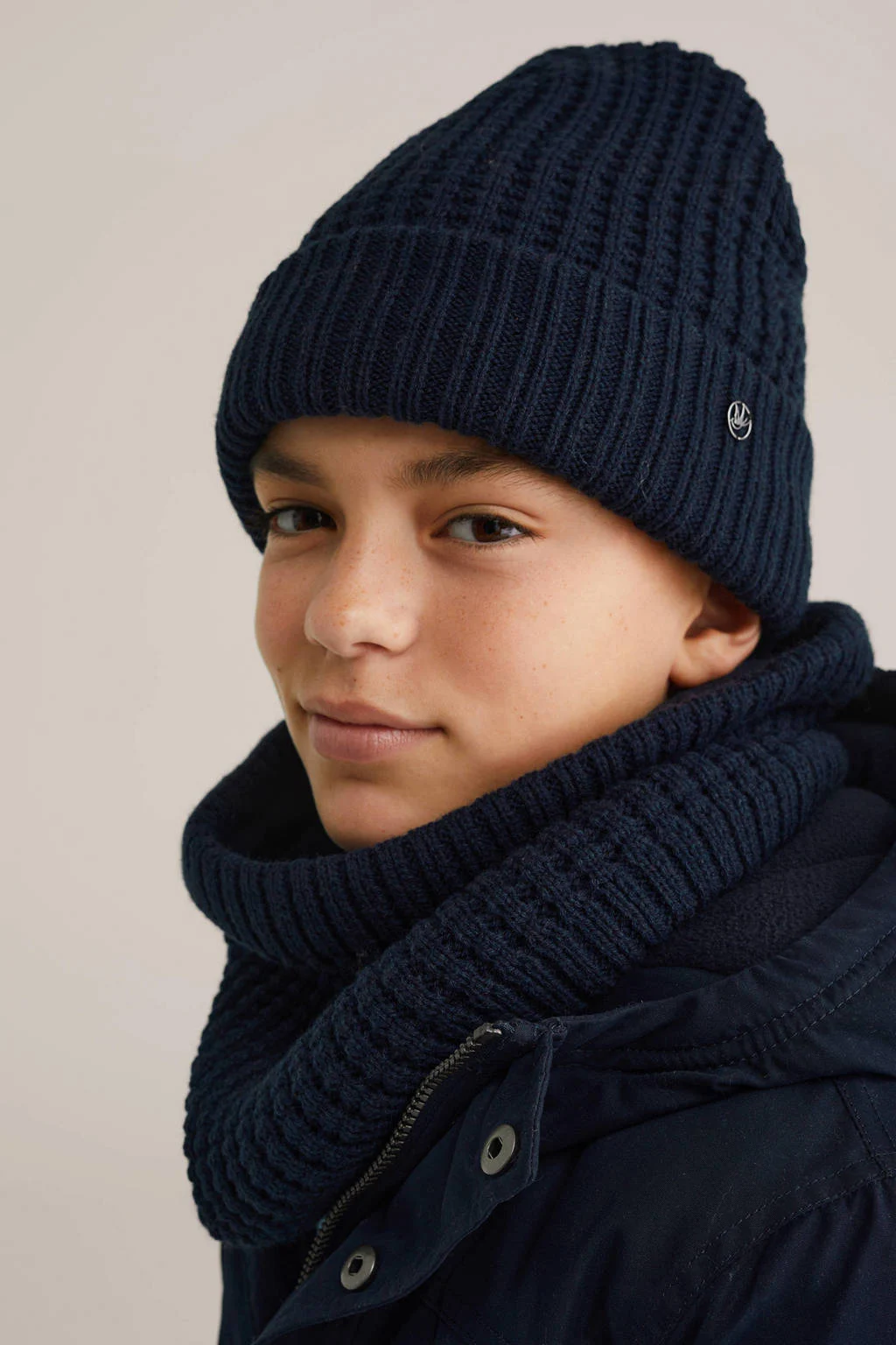 WE Fashion muts donkerblauw