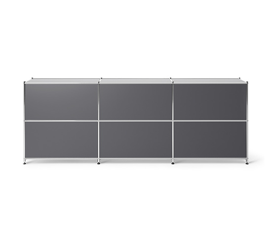 Sideboard Metall »CN3« mit 3 versetzbaren Klappenfächern, grau