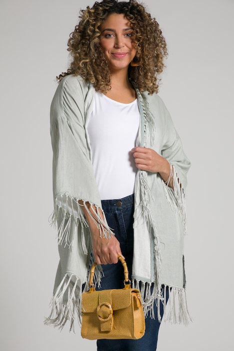 Blusen-Kimono, Fransen, Oversized, 3/4-Arm