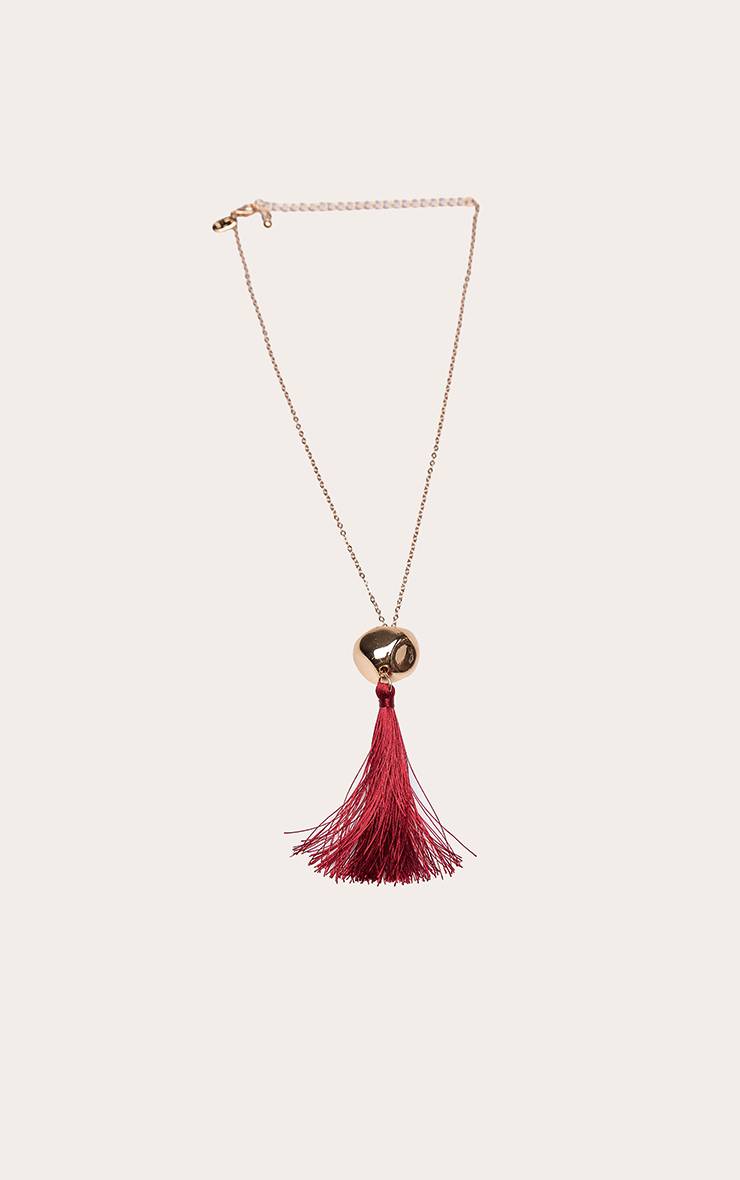 Doré Collier À Pompon Bordeaux Effet Fondu