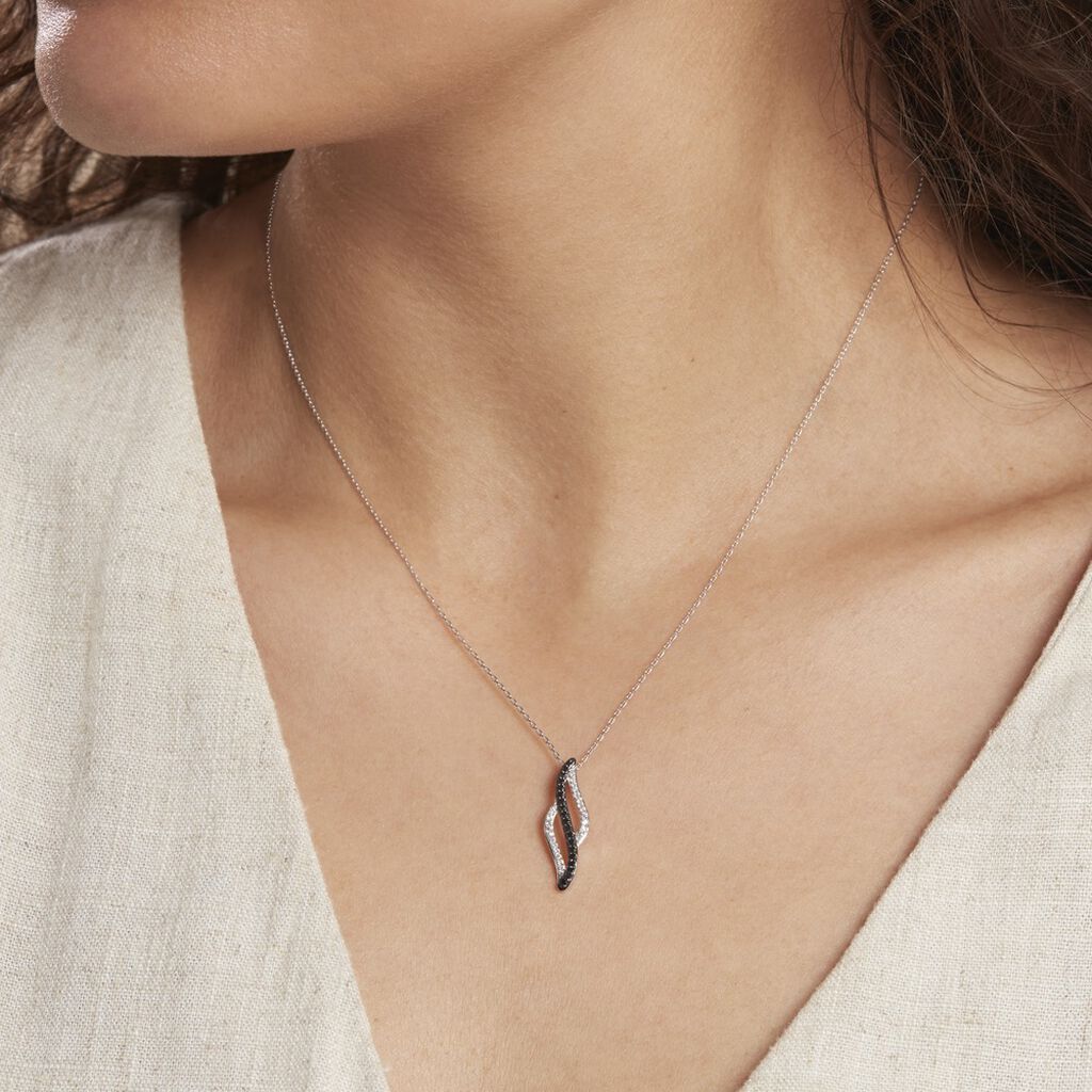 Collier Courbes Or Blanc Diamant