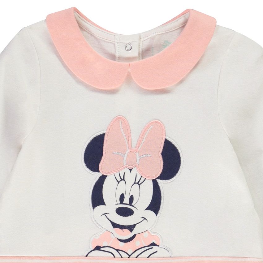Dors-bien en jersey bicolore Minnie Disney pour bébé fille - Ecru