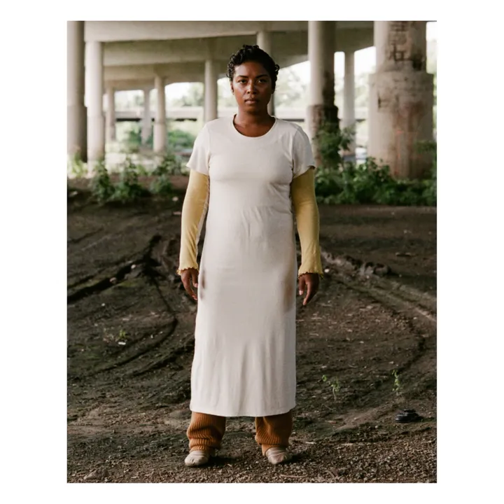 Baserange Robe T-Shirt Soie Sauvage | Ecru