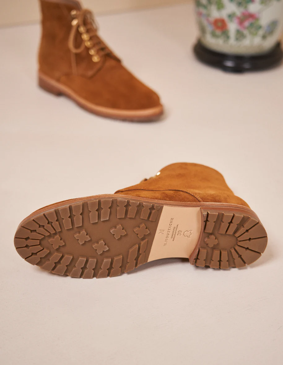 Bottines à lacets Laurène - Suède ambre