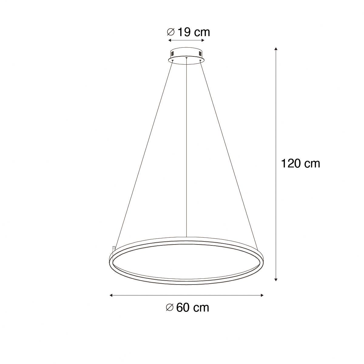 Smart hanglamp zwart 60 cm incl. LED en RGBW  - Girello