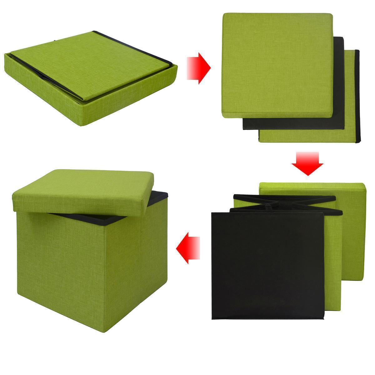 Sitzwürfel faltbar 38x38cm Sitzhocker Polsterhocker 42L Stauraum Ottomane Grün
