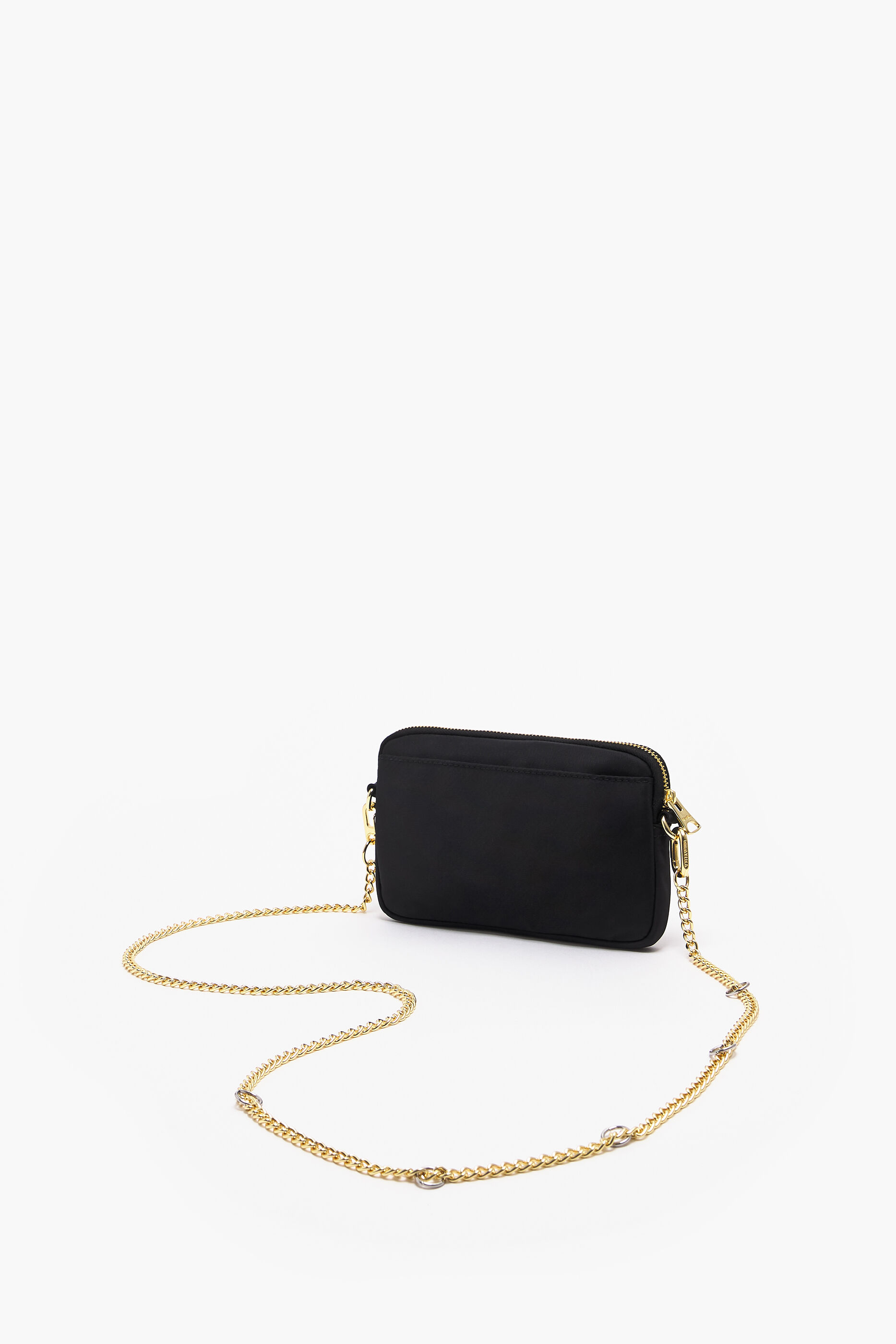Bolsa retangular pequena de náilon preta