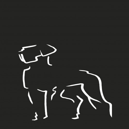 Ilustração de um dogo, tamanho A4, sem moldura, preta.