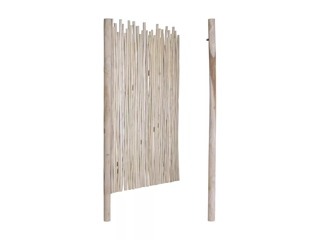 Portillon en bois de teck - L117 x H180 cm colori naturel clair - EDANA