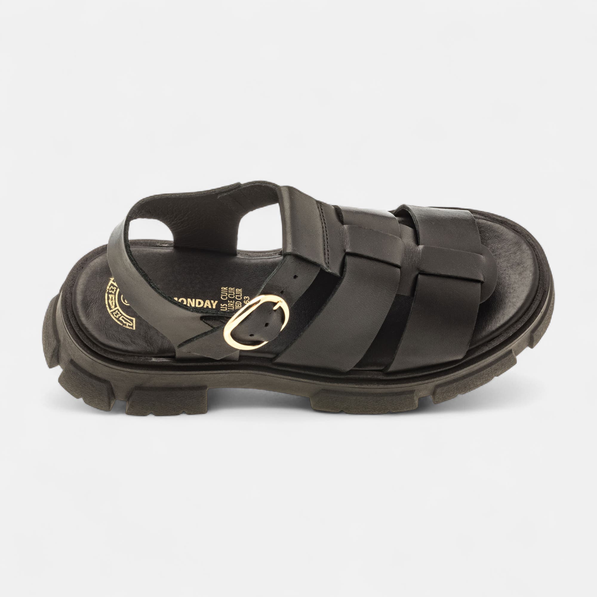 Sandales Femme en cuir noir