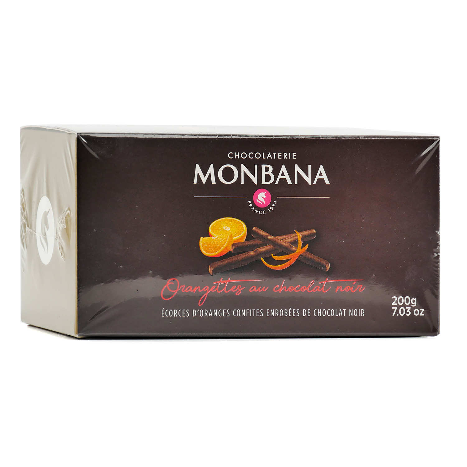 Boîte d'orangettes au chocolat noir