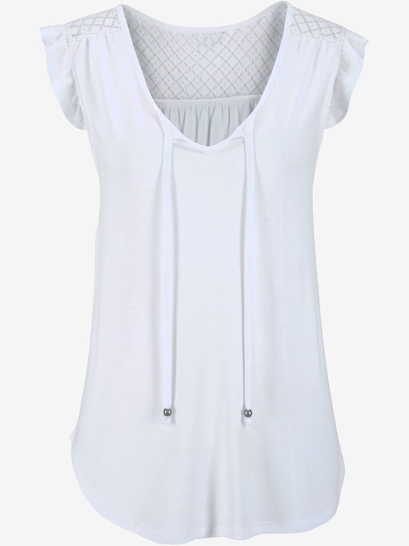 T-shirt de plage encolure avec fente et lien à nouer