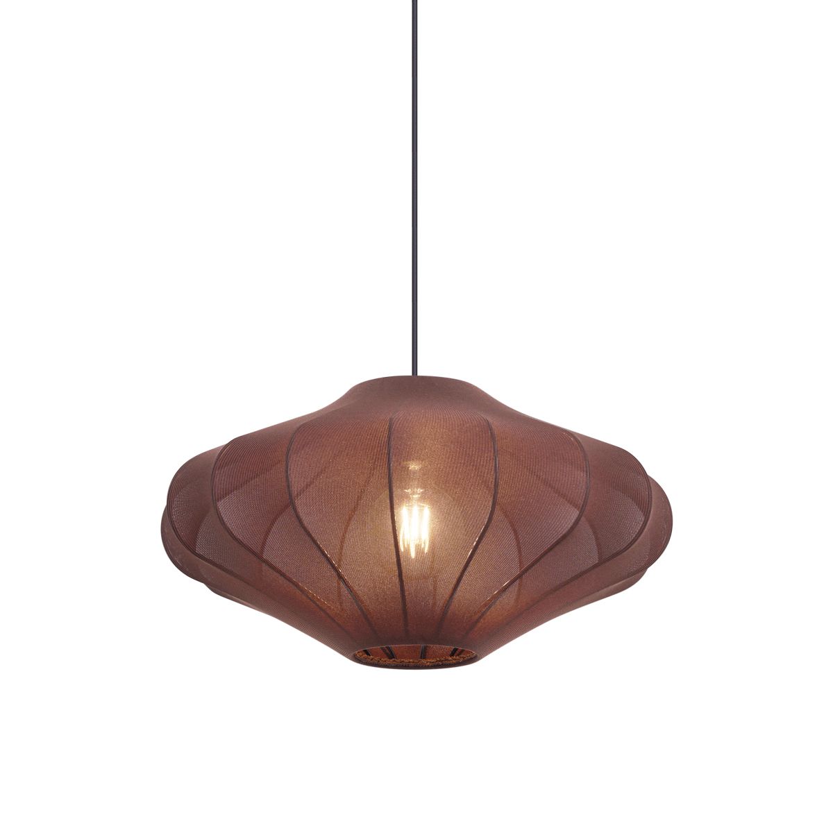 Japandi hanglamp bruin met stoffen kap 50cm  - Plu