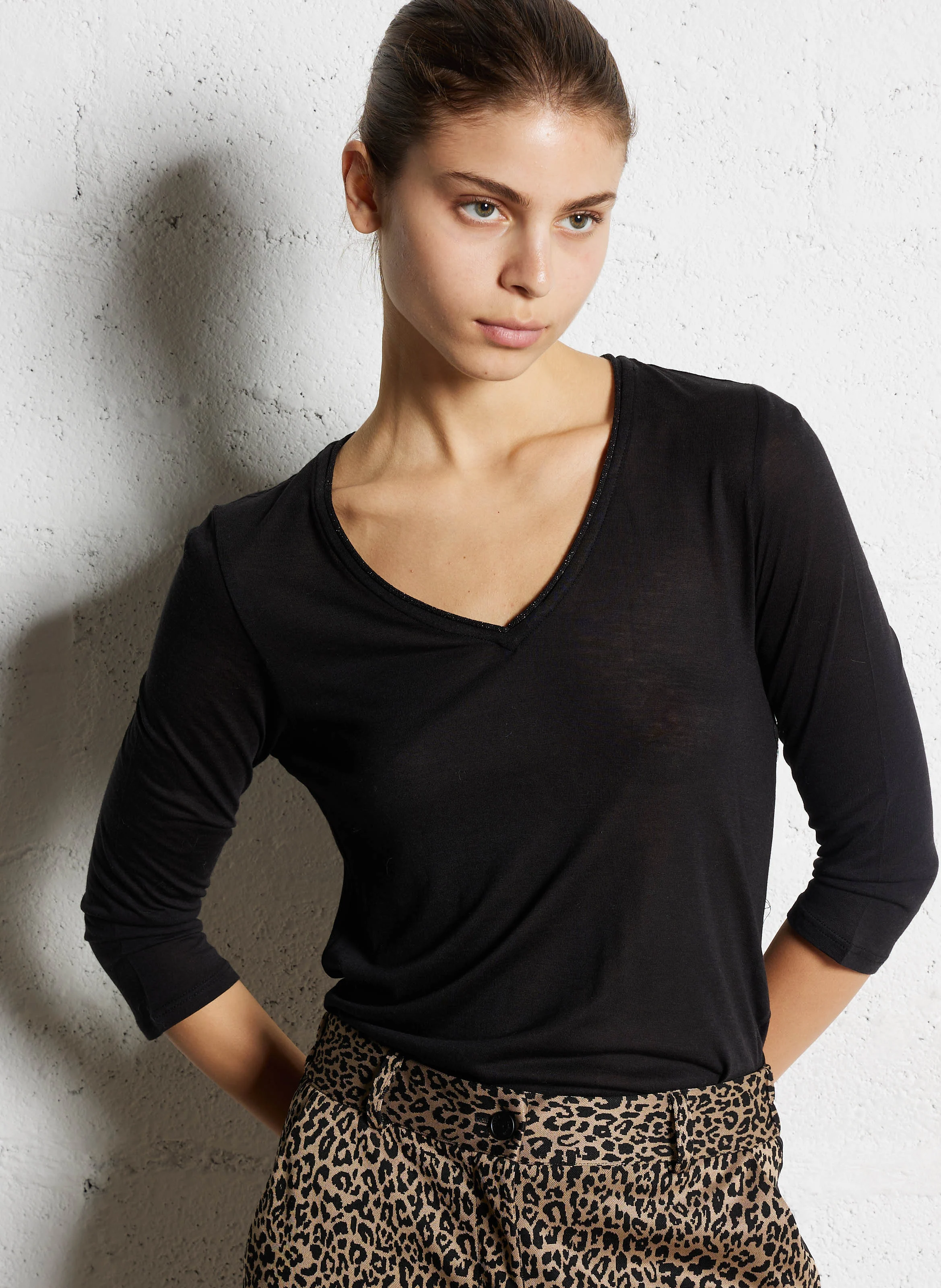 TASSIANE - Tee-shirt droit manches 3/4 | Noir