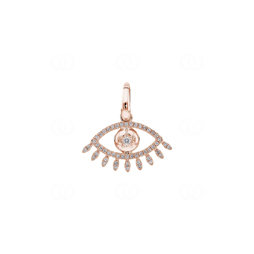 Anhänger 750/18 K Roségold Evil Eye mit Diamanten 0.13 ct H/si