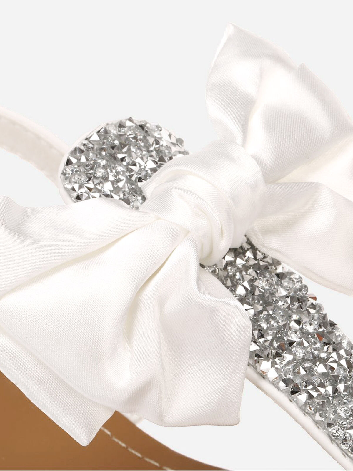 Sandales à strass et noeud- Blanc