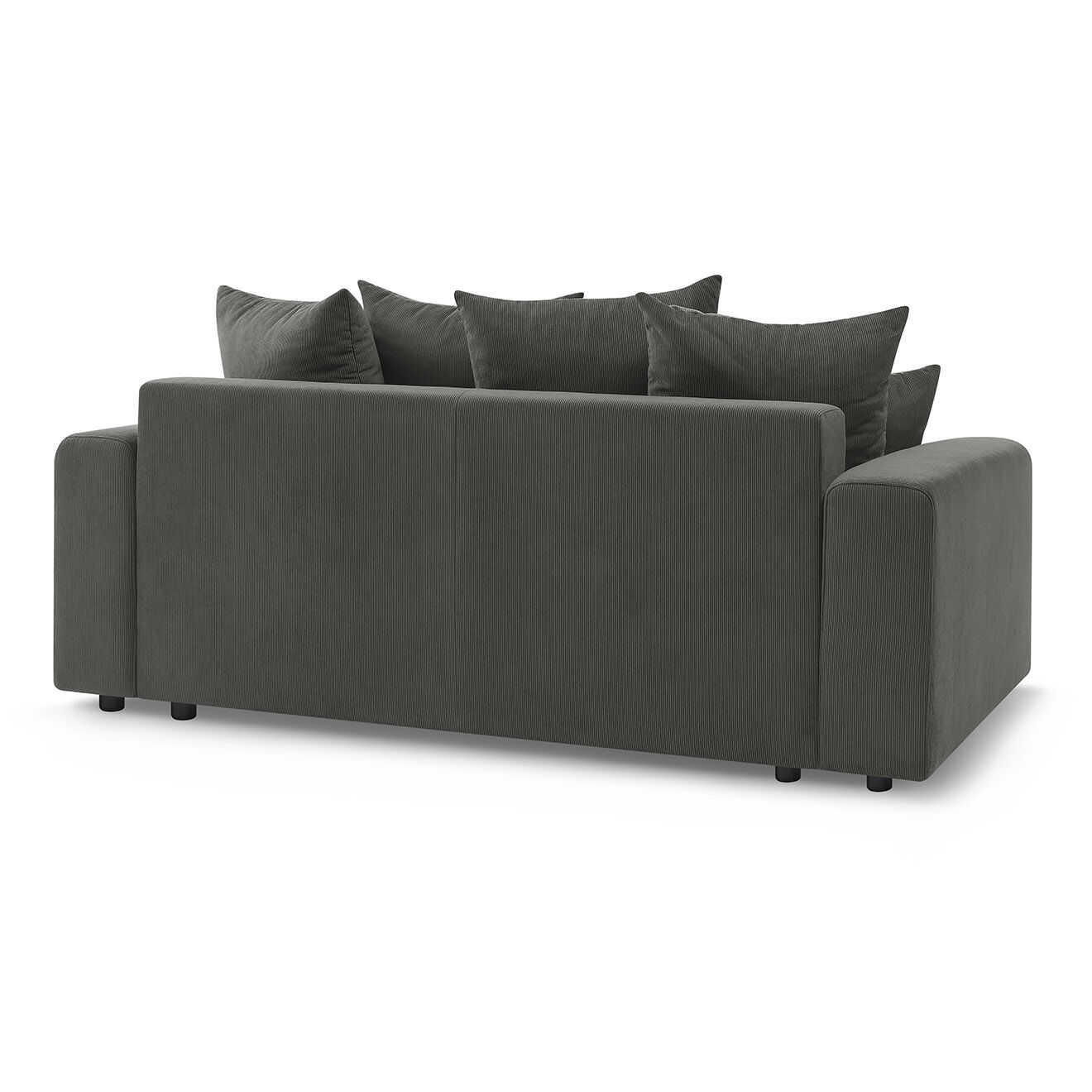 Bobochic Canapé droit fixe 2 places envy velours côtelé gris foncé - 210x100x95 cm