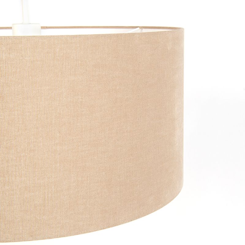 Landelijke hanglamp wit met lichtbruine kap 50cm - Combi