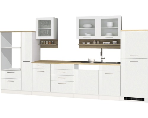 Held Furniture keukenblok zonder apparatuur Milan 370 cm wit hoogglans gedemonteerd 589.1.6210