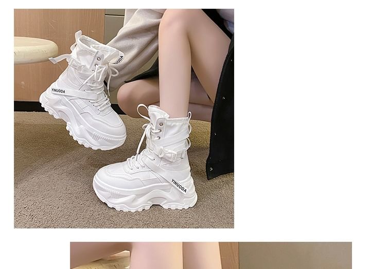 Sleeko - Hoge platform sneakers met letterband