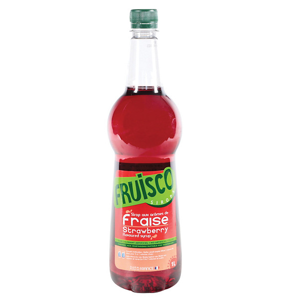 Bouteille de sirop de Fraise, Fruisco 1 Litre