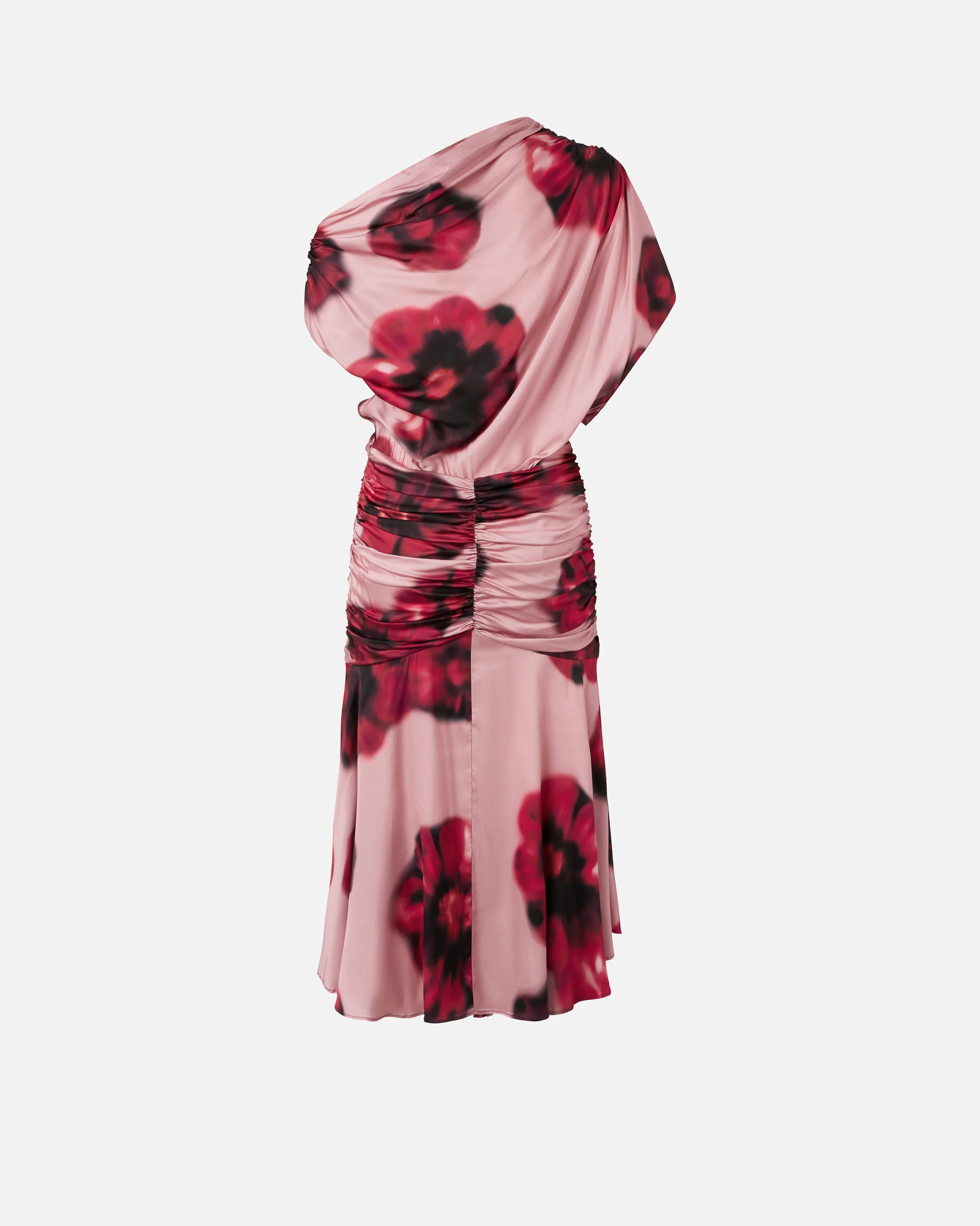 Robe midi drapée à imprimé floral dégradé | Multicolore