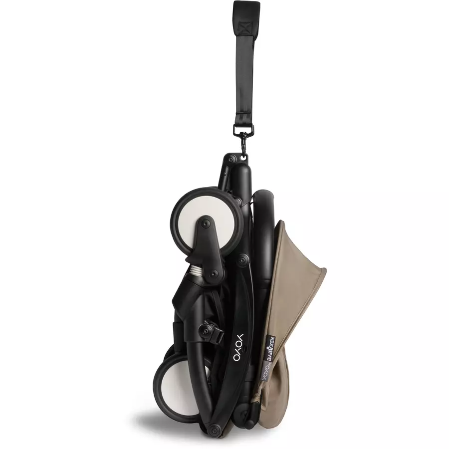 BABYZEN Kinderwagen YOYO2 0+ Black mit Neugeborenenaufsatz und Textilset Taupe