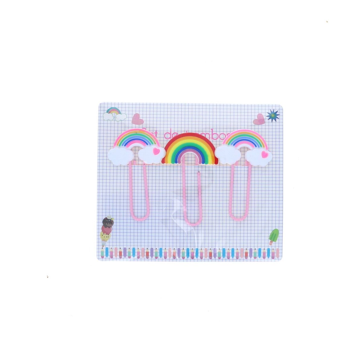 Set de 3 trombones arc-en-ciel Mercredi et Patati