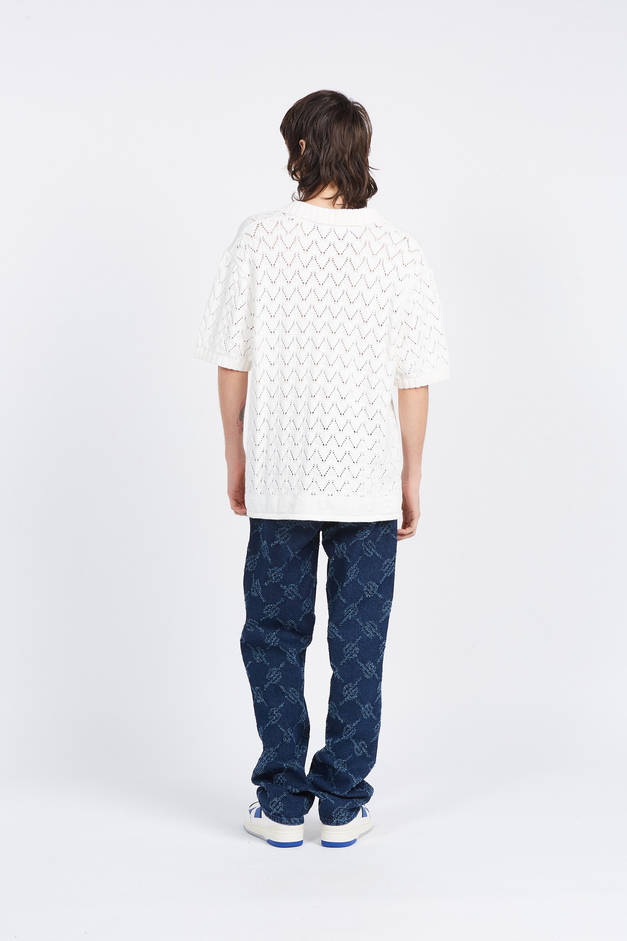 Daily Paper Polo yinka relaxed knit ss polo Blanc