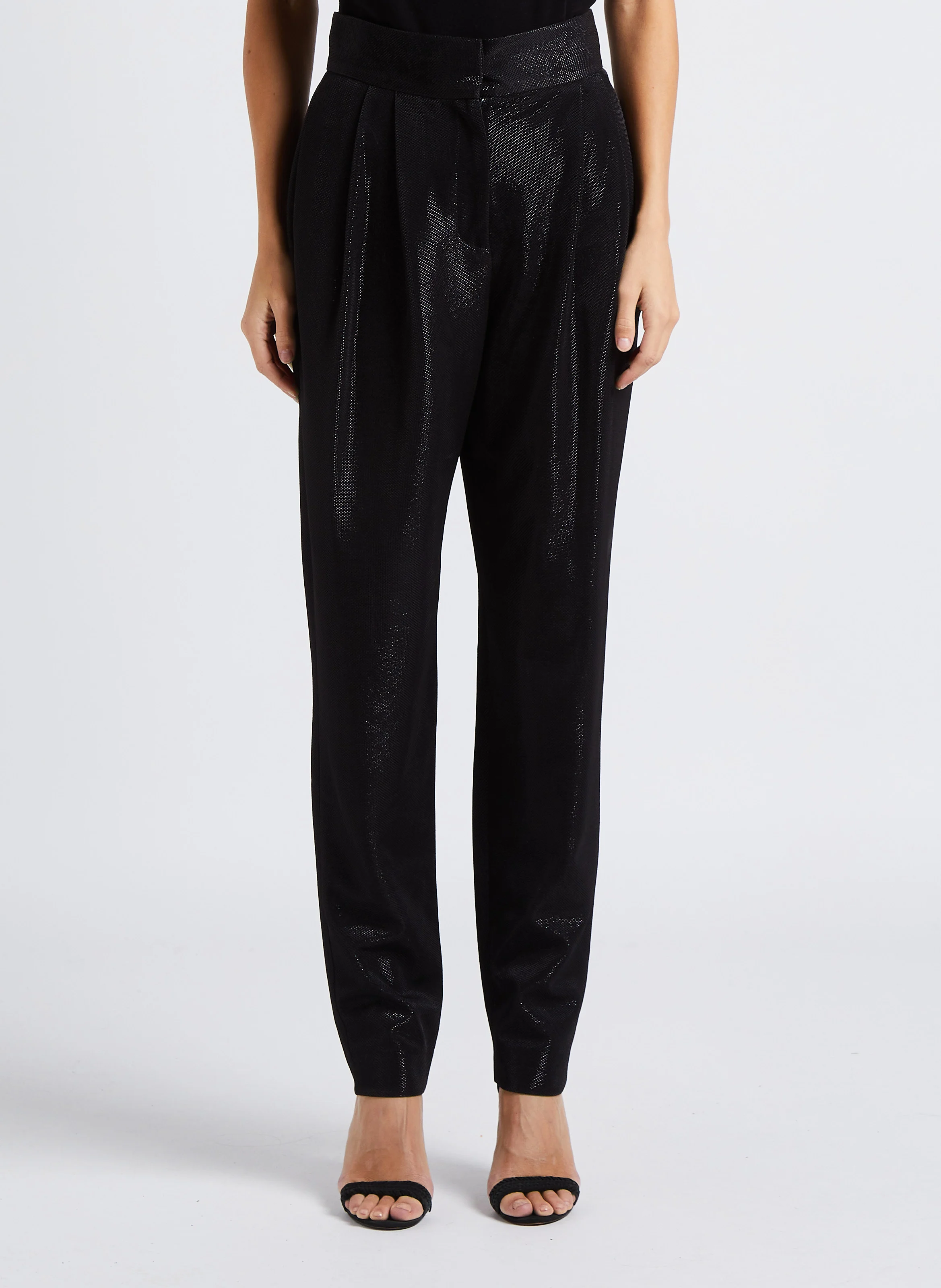 MARONA - Pantalon de tailleur aspect brillant | Noir