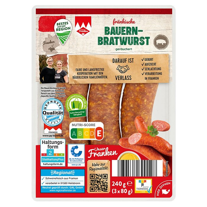 BESTES AUS DER REGION Fränkische Bauernbratuwrst, Klassik 240 g