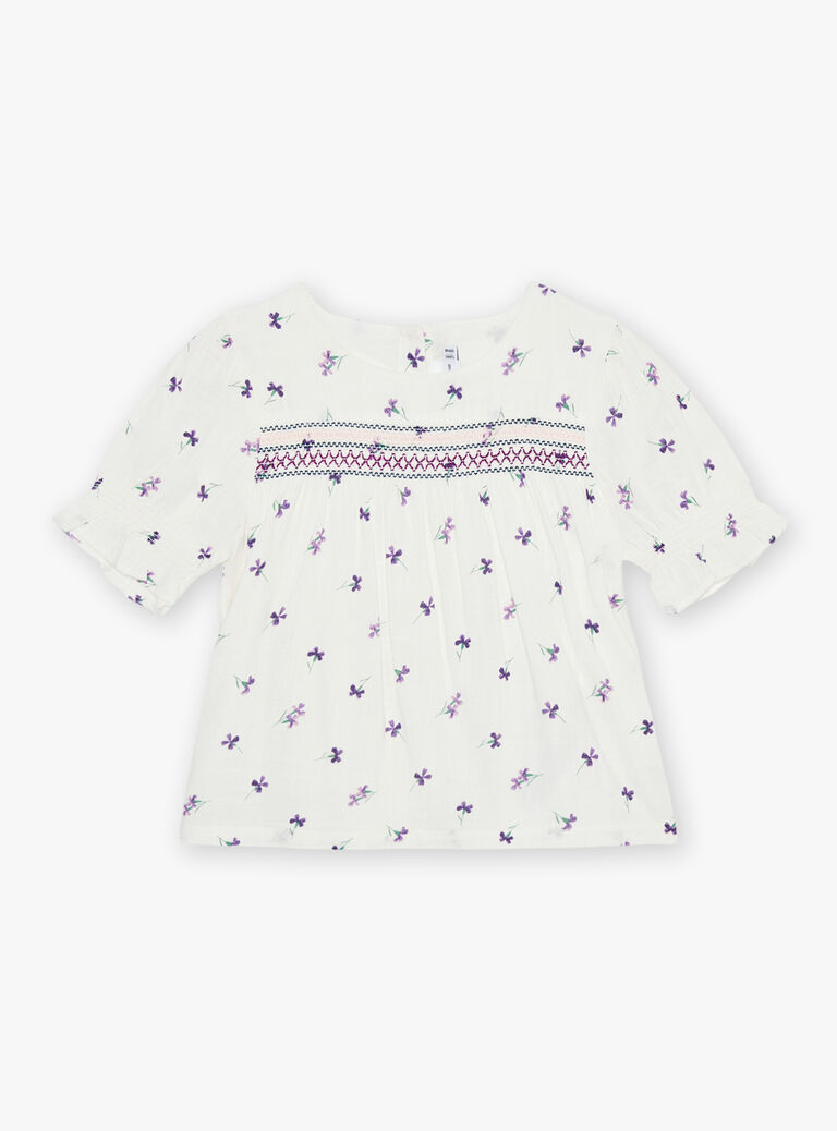 Blouse écrue à fleurs