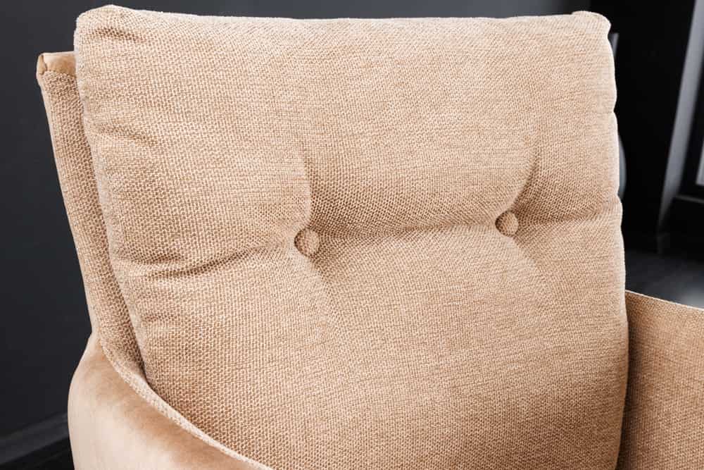 Drehbarer Design Stuhl BIG GEORGE champagner beige Samt Taschenfederkern Strukturstoff