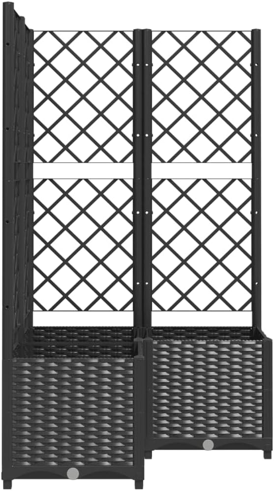 vidaXL Pflanzkübel mit Rankgitter Blumenkübel Pflanzkasten Blumentopf Blumenkasten Rankhilfe Spalier Gartenspalier Schwarz 80x80x136cm PP
