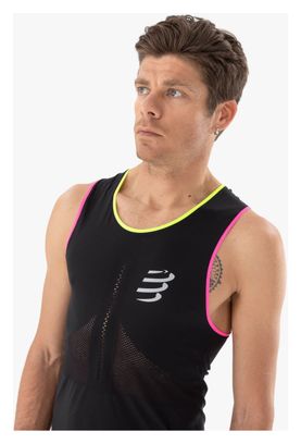 Débardeur Compressport Pro Racing Singlet Noir/Jaune/Rose