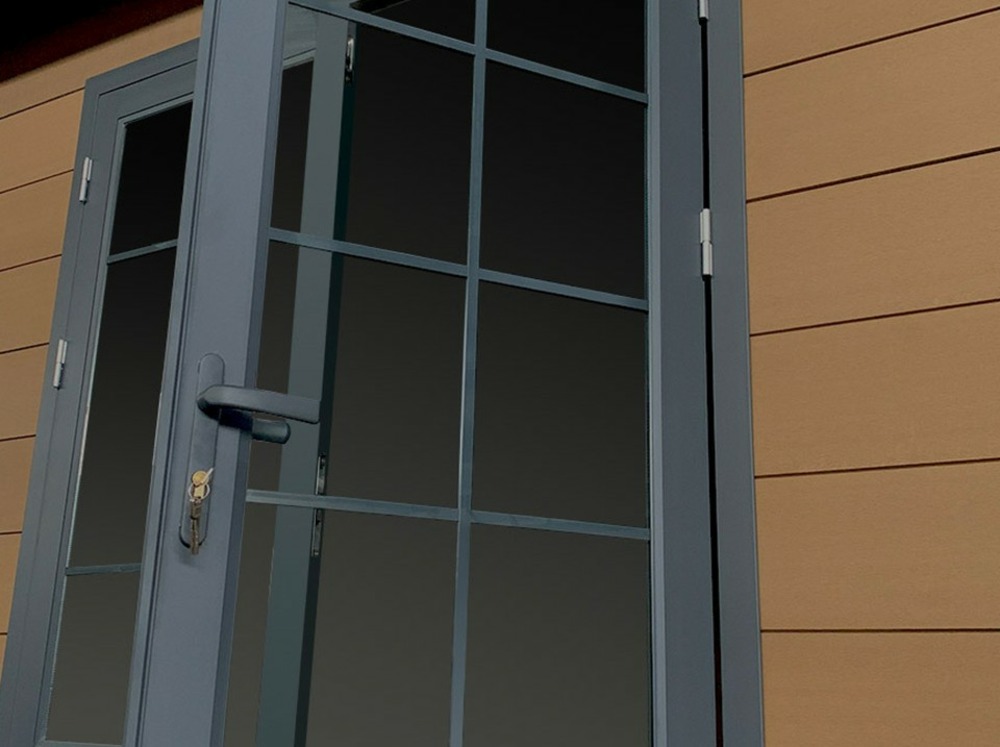 Abri de jardin composite braga - 20m2 gris - epaisseur des madriers : 28mm - cabane atelier / abri velo - menuiseries en aluminium