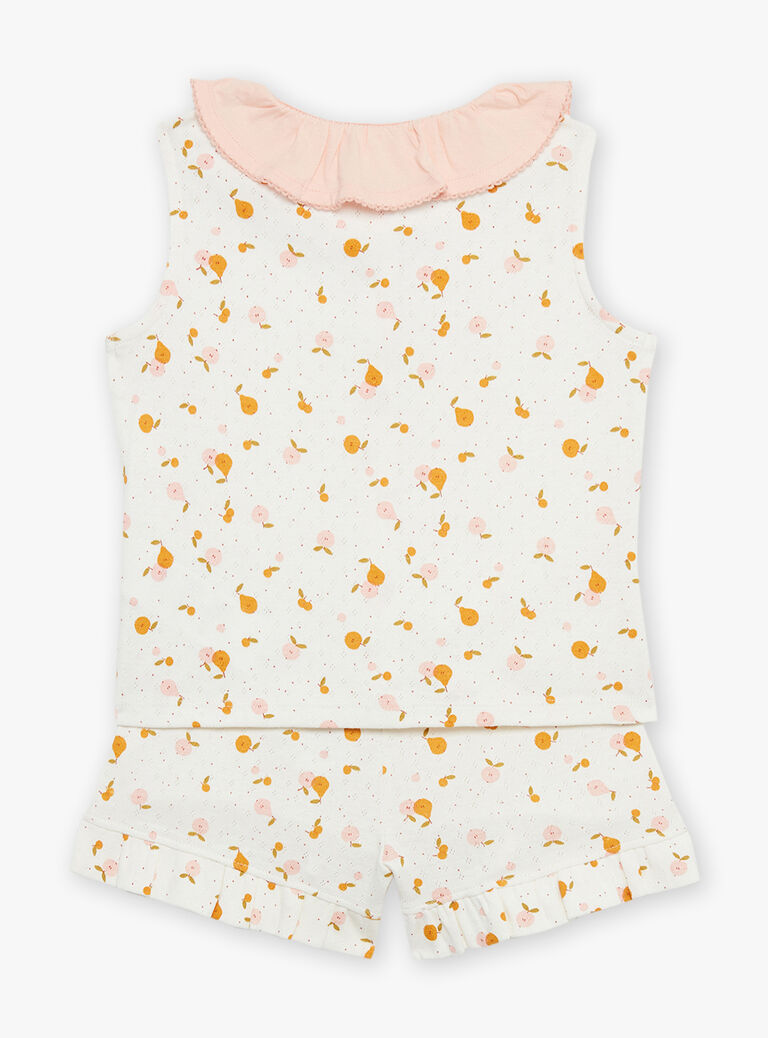 Ensemble pyjama débardeur et short écru à imprimé fruits