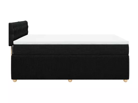 Sommier à lattes de lit avec matelas Noir 140x190 cm Tissu