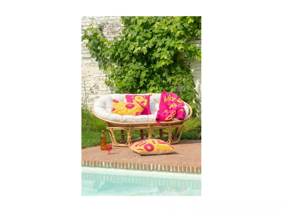 Fauteuil & Coussin en Rotin 