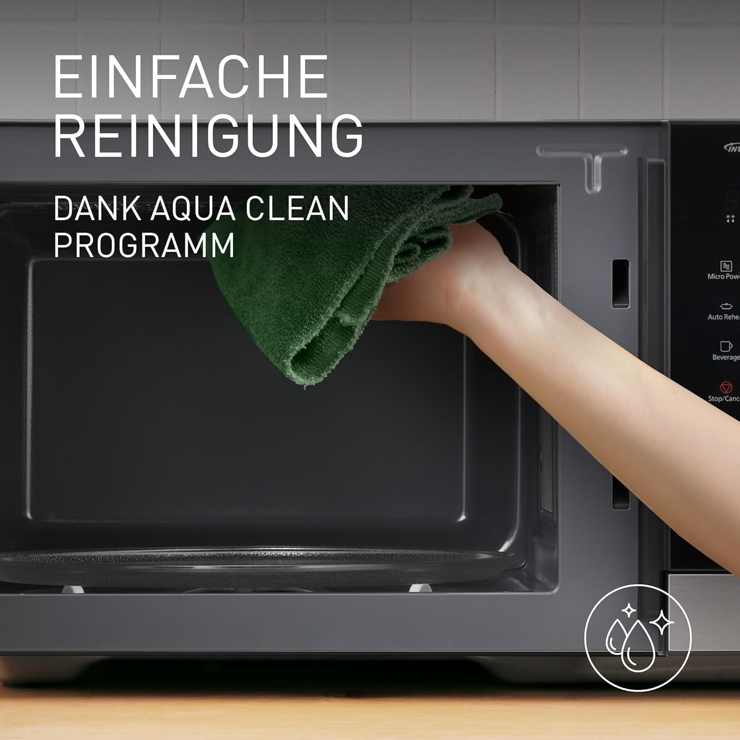 Panasonic NN-SD38QSEPG 29L Solo-Mikrowelle, 1000 W, automatisches Auftauen, 11 automatische Programme, Timer, Schwarz & Edelstahl